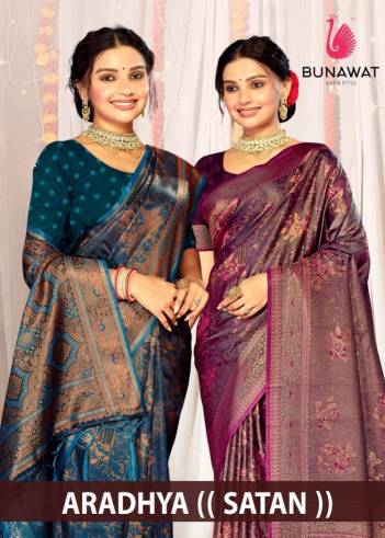 BUNAWAT ARADHYA 1001 TO 1006 DESIGNER SATIN SILK SAREE WHOLESALER IN INDIA